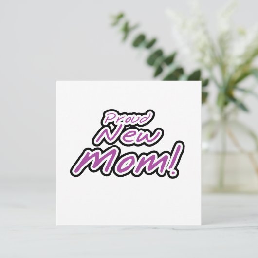 Proud New Mom Black and Purple Text Gifts (Standing Front)