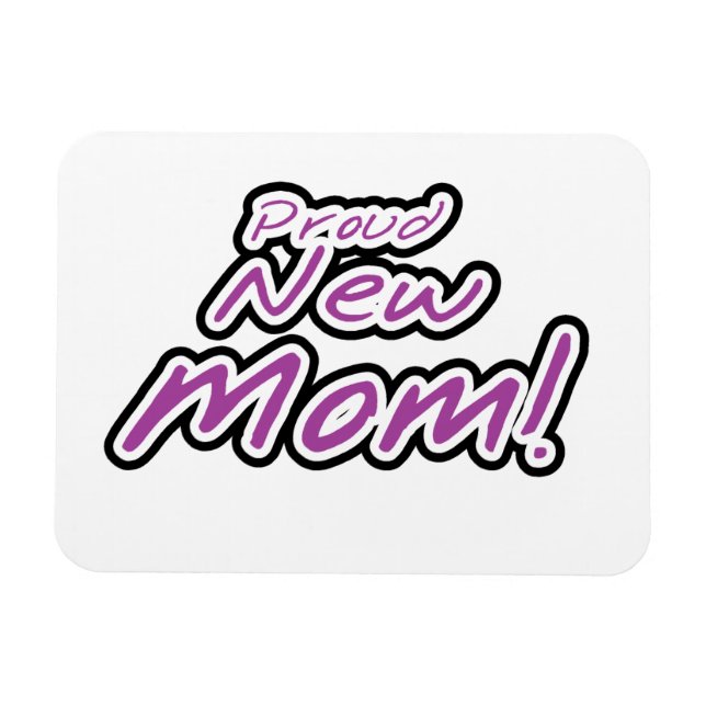 Proud New Mom Black and Purple Text Gifts Magnet (Horizontal)