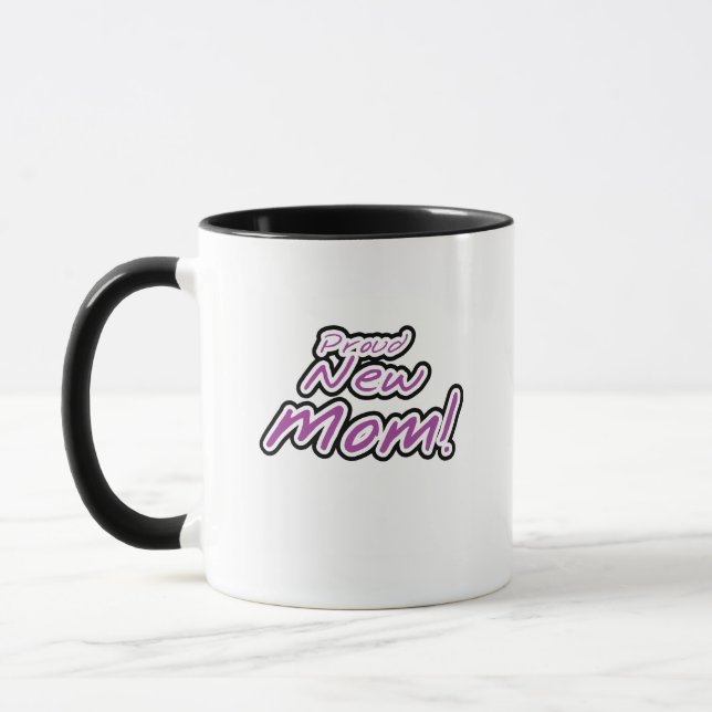 Proud New Mom Purple Text Tshirts and Gifts Mug (Left)