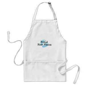 Proud New Nonna Baby Boy Footprints Adult Apron