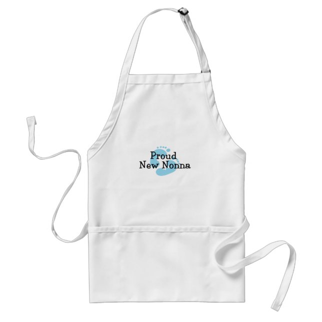 Proud New Nonna Baby Boy Footprints Adult Apron (Front)