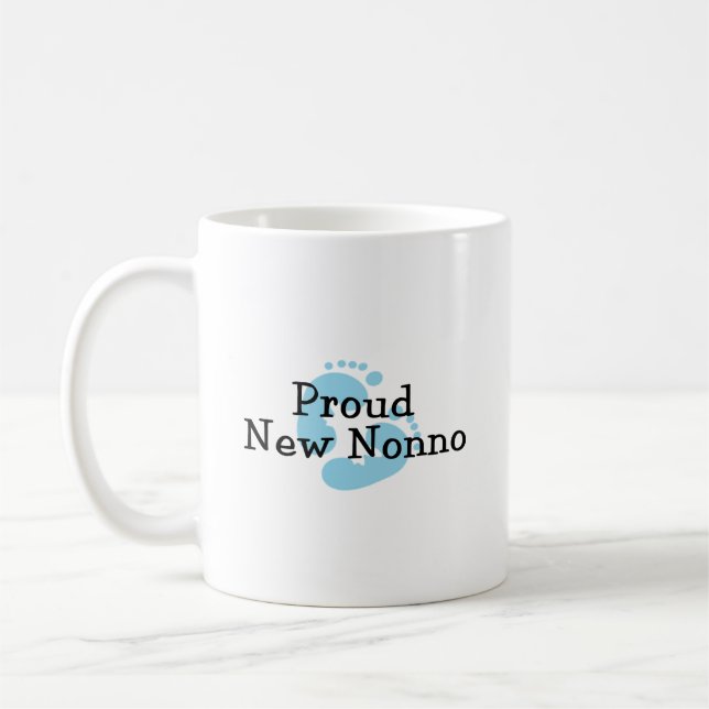 Proud New Nonno Baby Boy Footprints Coffee Mug (Left)