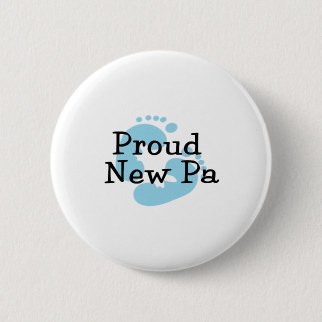 Proud New Pa Baby Boy Footprints Pinback Button (Front)