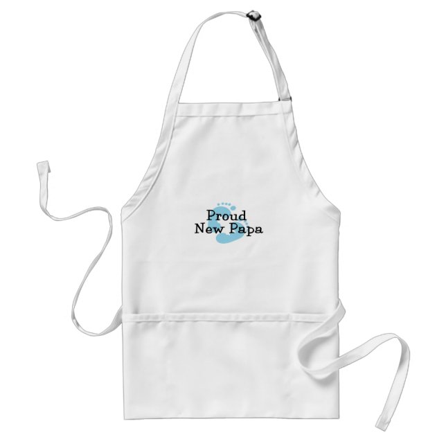 Proud New Papa Baby Boy Footprints Adult Apron (Front)