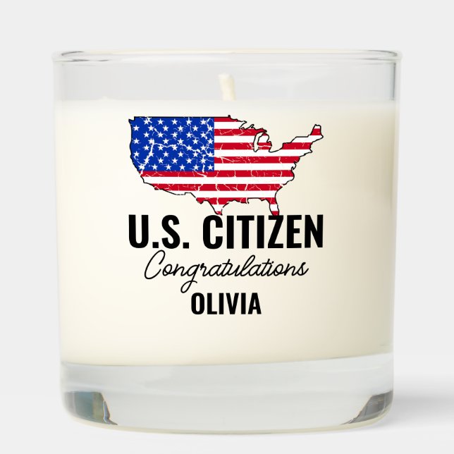 Proud New U.S. Citizen – American Map  Scented Candle (Right)