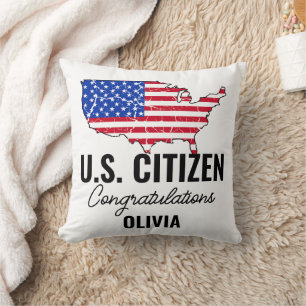 Proud New U.S. Citizen – American Map Throw Pillow