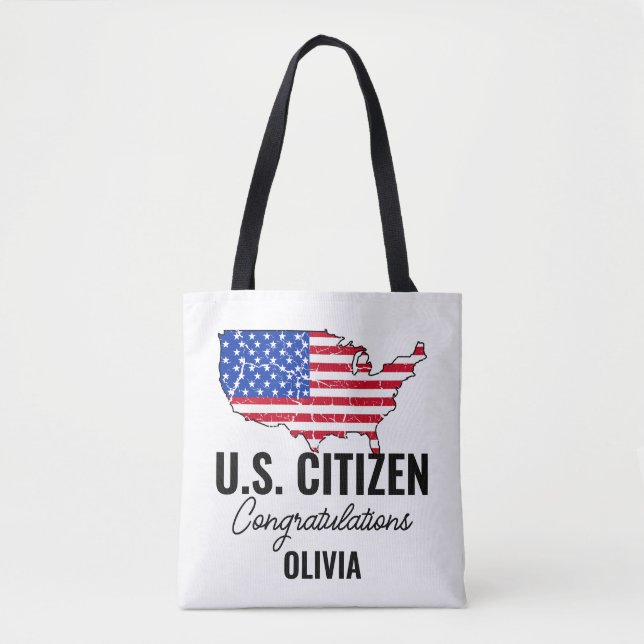 Proud New U.S. Citizen – American Map  Tote Bag (Front)