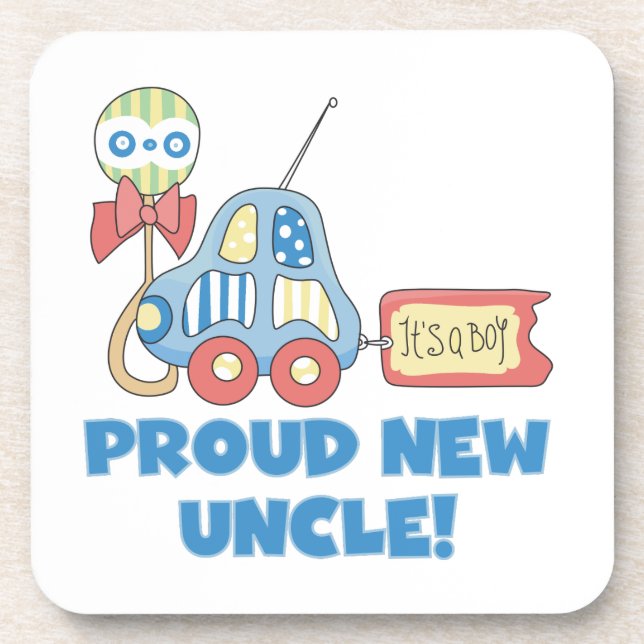 Proud New Uncle Car It's a Boy Gifts Beverage Coaster (Front)