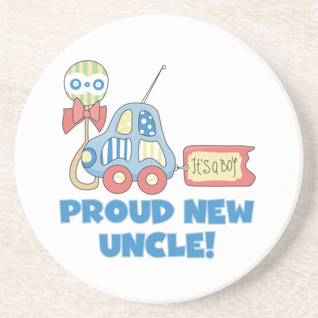 Proud New Uncle Car It's a Boy Gifts Drink Coaster (Front)