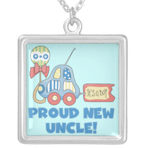 Proud New Uncle Car It's a Boy Gifts Silver Plated Necklace