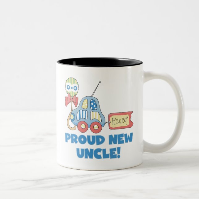Proud New Uncle It's a Boy Tshirts and Gifts Two-Tone Coffee Mug (Right)