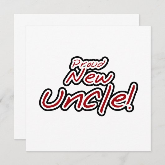 Proud New Uncle Red and Black Text Gifts (Front/Back)