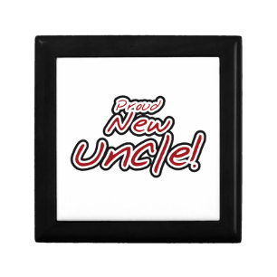 Proud New Uncle Red and Black Text Gifts Keepsake Box