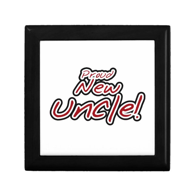 Proud New Uncle Red and Black Text Gifts Keepsake Box (Front)