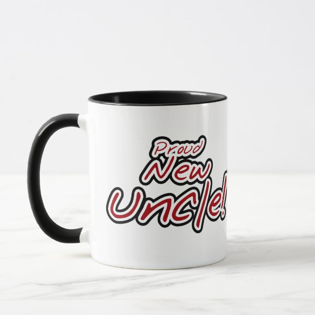 Proud New Uncle - Red and Black Text Mug (Left)