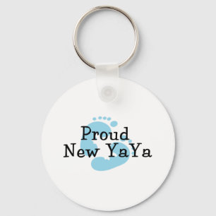 Proud New Yaya Baby boy Footprints Keychain