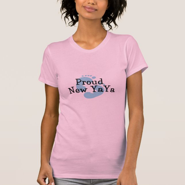 Proud New Yaya Baby boy Footprints T-Shirt (Front)