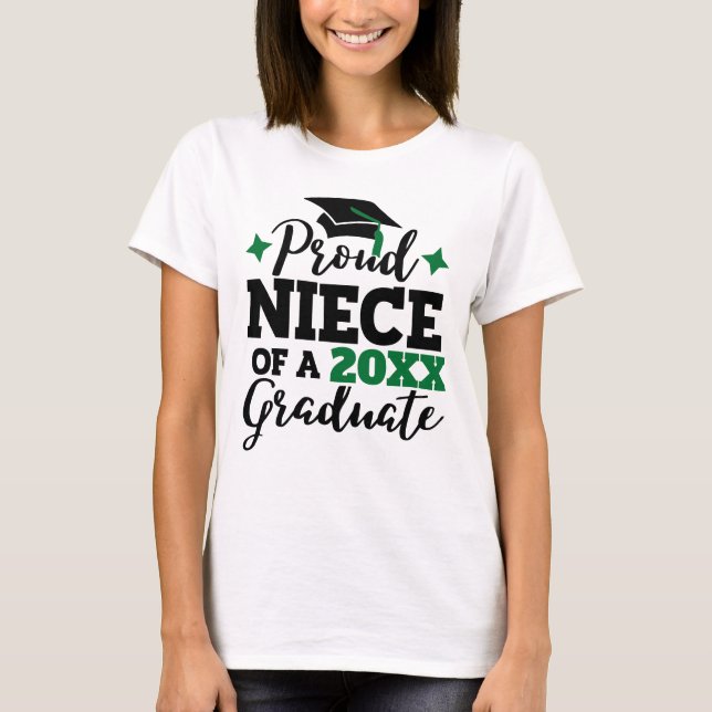 Proud Niece of a 2022 graduate black green tassel T-Shirt (Front)