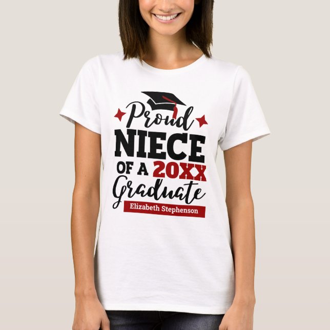 Proud Niece of a 2022 graduate black red tassel T-Shirt (Front)