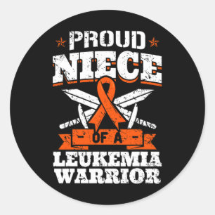 Proud Niece Of A Leukemia Warrior Awareness Blood  Classic Round Sticker