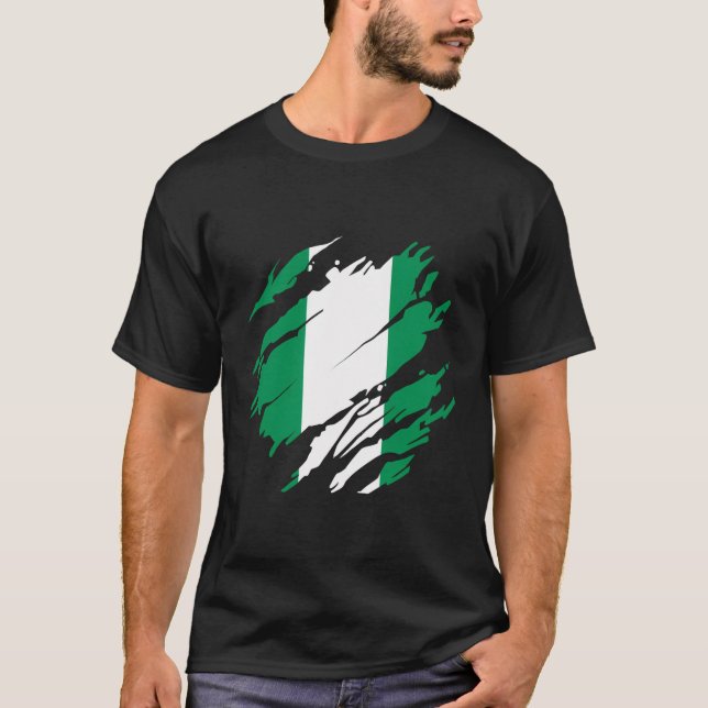 Proud Nigerian Flag Fans Nigeria T-Shirt (Front)