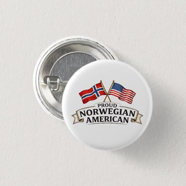 Proud Norwegian American Button (Front & Back)