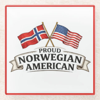 Proud Norwegian American Glass Coaster