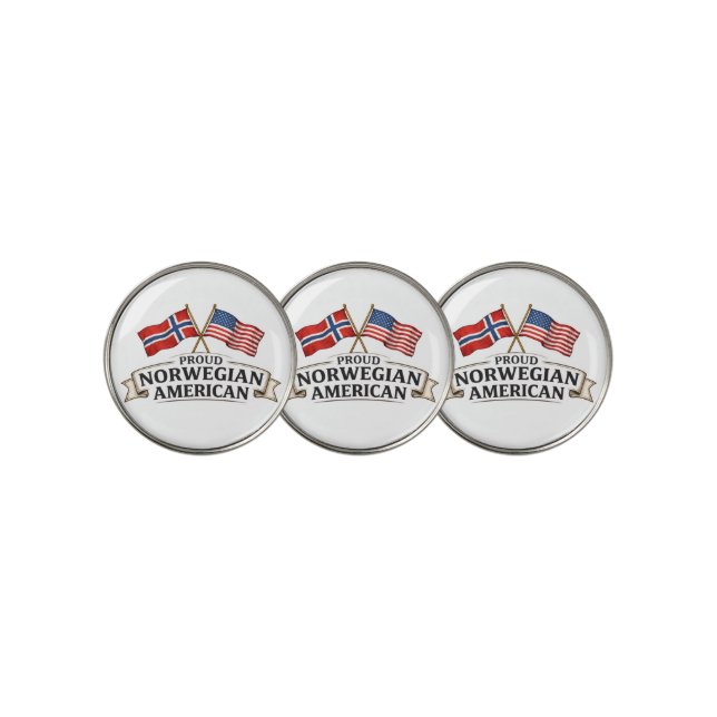 Proud Norwegian American Golf Ball Markers (3 Up)