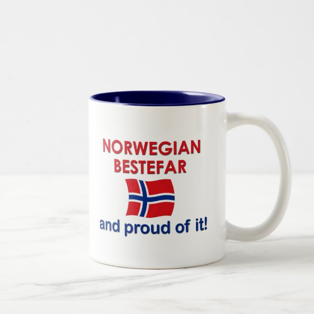 Proud Norwegian Bestefar (grandfather) Two-Tone Coffee Mug (Right)