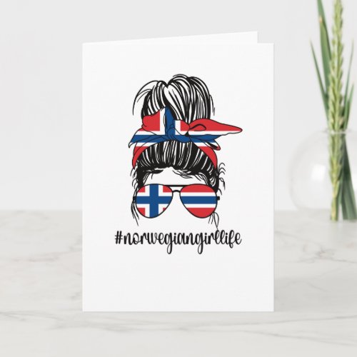 Proud Norwegian Girl Norway Flag Norwegian Roots Card