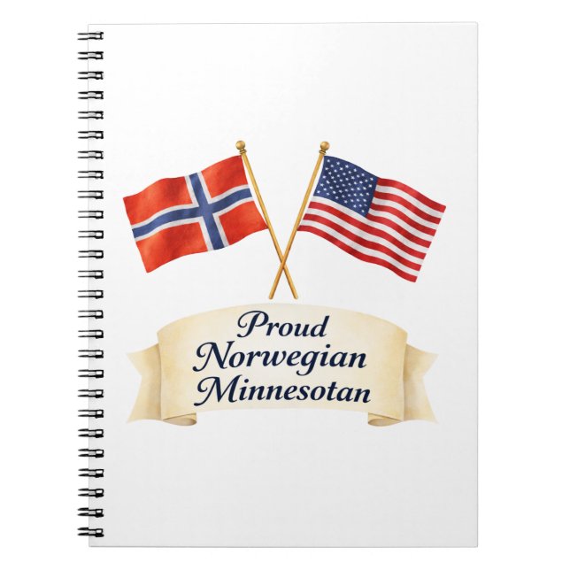 Proud Norwegian Minnesotan Heritage Button Notebook (Front)