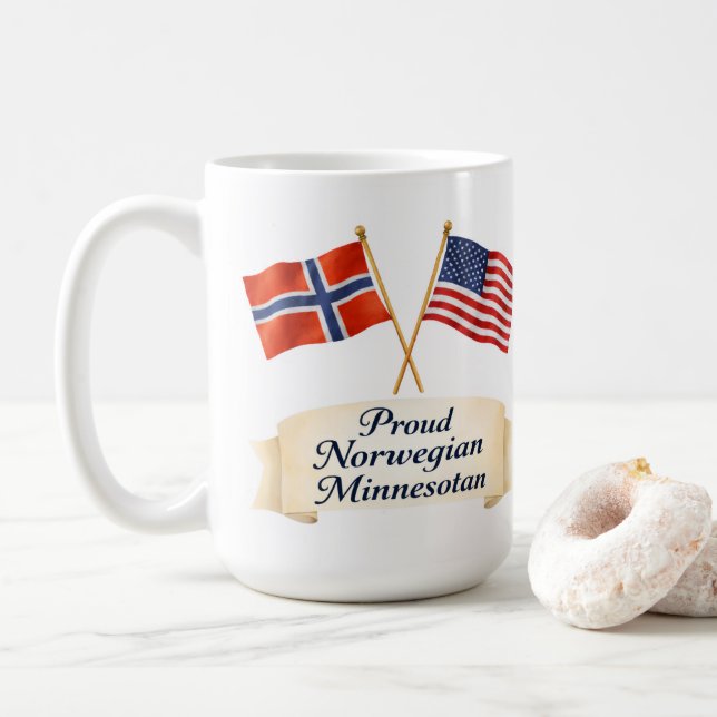 Proud Norwegian Minnesotan Heritage Coffee Mug (With Donut)