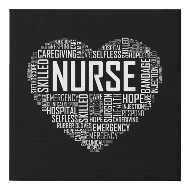 Proud Nurse Heart Love Appreciation Faux Canvas Print (Front)