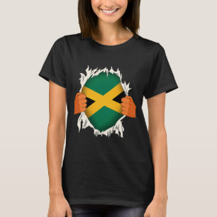 Proud Of Jamaican Heritage Jamaican Flag BHM Afro T-Shirt