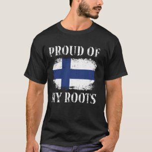 Proud Of My Finnish Roots Finnish Flag Finland T-Shirt