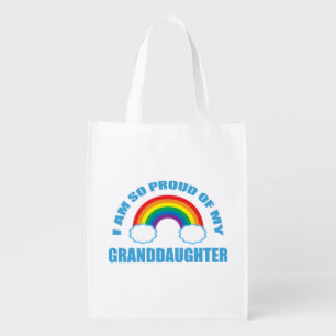 Proud of My Granddaughter Rainbow Grandparent Grocery Bag