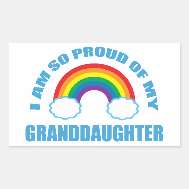 Proud of My Granddaughter Rainbow Grandparent Rectangular Sticker (Front)