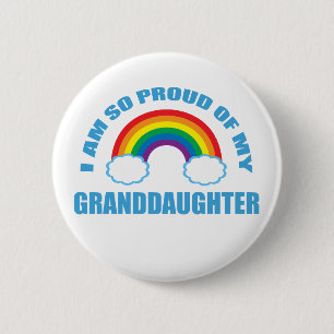Proud of My Granddaughter Rainbow Grandparents Button