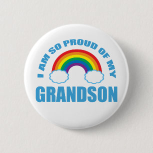 Proud of My Grandson Rainbow Grandparents Button
