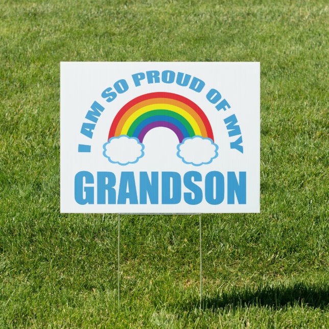 Proud of My Grandson Rainbow Grandparents Yard Sign (Insitu)