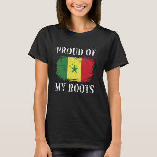 Proud Of My Senegalese Roots Senegalese Flag Seneg T-Shirt