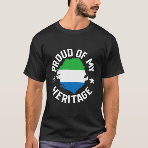 Proud Of My Sierra Leone Heritage Love Leone Flag  T_Shirt