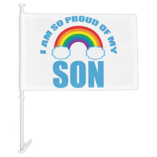 Proud of My Son Rainbow Gay Pride Parent Car Flag