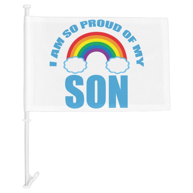 Proud of My Son Rainbow Gay Pride Parent Car Flag (Front)