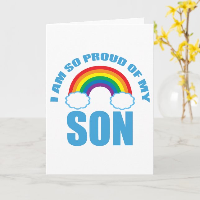 Proud of My Son Rainbow Gay Pride Parent Card (Yellow Flower)