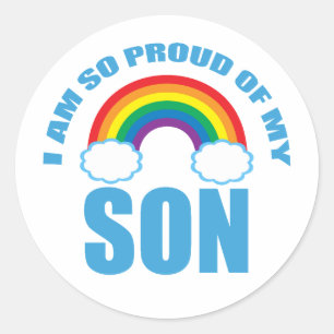 Proud of My Son Rainbow Gay Pride Parent Classic Round Sticker