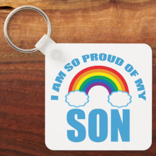 Proud of My Son Rainbow Gay Pride Parent Keychain