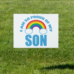 Proud of My Son Rainbow Gay Pride Yard Sign