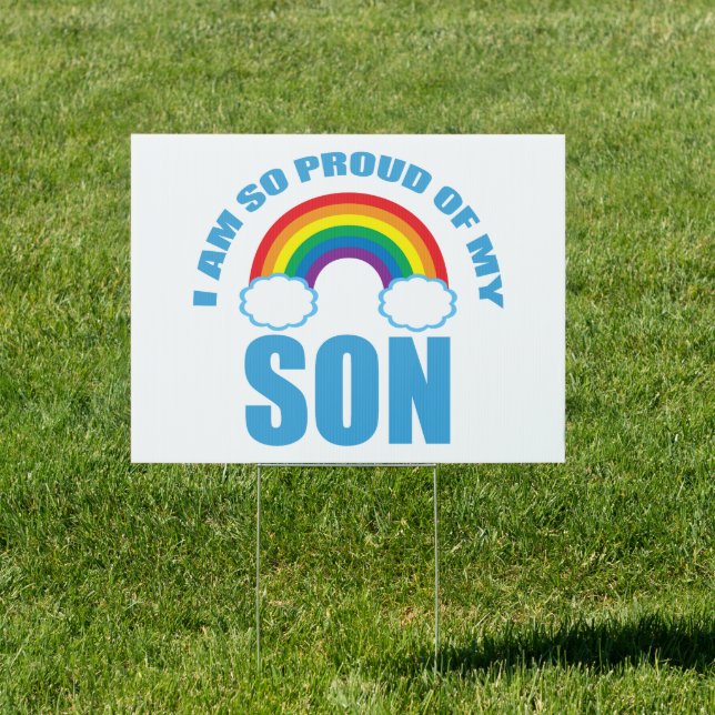 Proud of My Son Rainbow Gay Pride Yard Sign (Insitu)