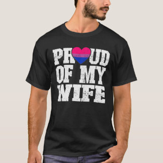 Proud Of My Wife Bisexual Flag Wedding Anniversary T-Shirt